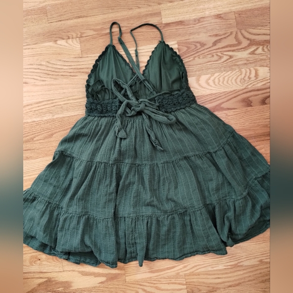 Aerie Green Dress Cotton Blend Small - Picture 3 of 8